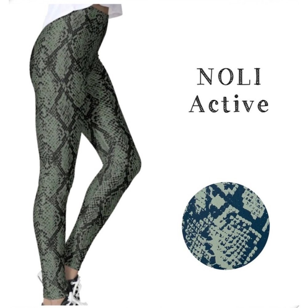 Noli Active Snakeskin Print high rise legging green size‎ S